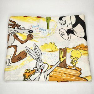 Vintage 1977 Looney Tunes Twin Flat Sheet 70s Bedding Fabric Material